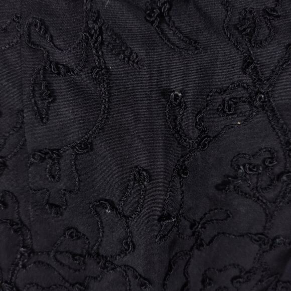 Vintage 50s Boat Neck Cocktail Dress Size 6 Black Embroidered Knee Length - Picture 13 of 16